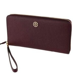 Tory Burch Burgundy Robinson Wristlet Wallet